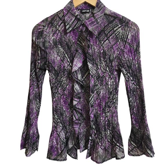 APT.9 Womens Vintage 90s Y2K Whimsigoth Flowy Sheer Ruffle Flare Cuff Top PSmall - Picture 1 of 12